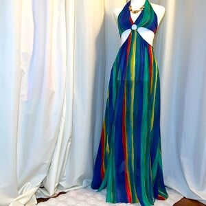 Multicolor Halter Maxi Dress